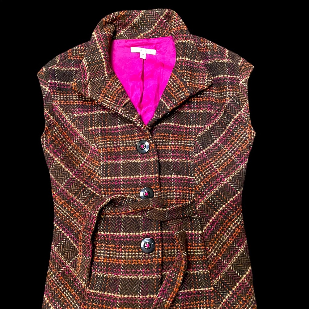 Cabi wool tweed belted vest